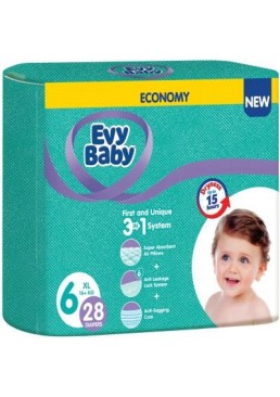 Подгузники детские Evy Baby 6 (16+кг), 28 шт